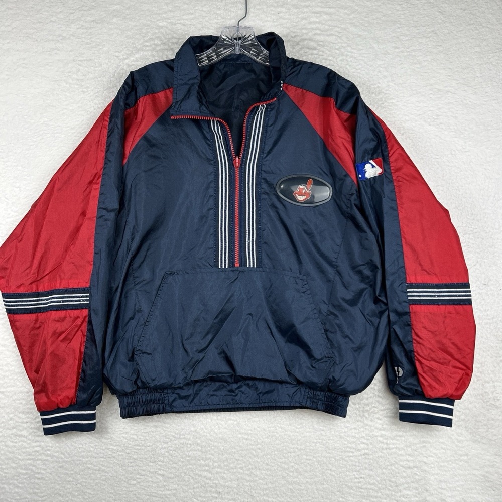 Cleveland Indians Pro Player MLB Pullover Windbreaker Reversible VTG Youth XL